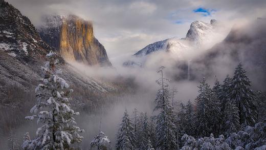 暴风雪散去，加利福尼亚优胜美地国家公园 (© Jeff Lewis/Tandem Stills + Motion)_必应壁纸