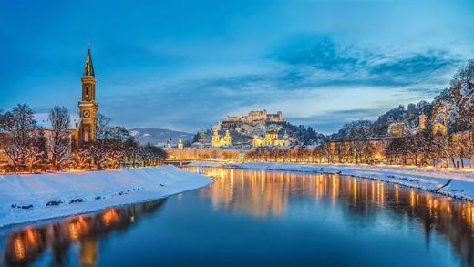 Salzburg with Salzach river, Austria_必应壁纸